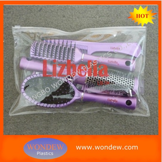 Plastic hair brush set packing in PVC bag